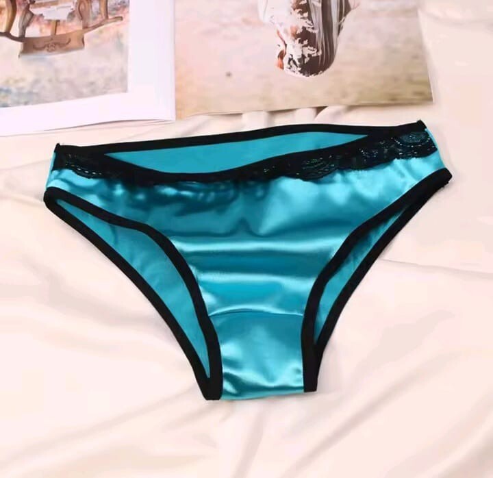 Women's stunning shiny soft silky feel satin knickers lace trim lush colours