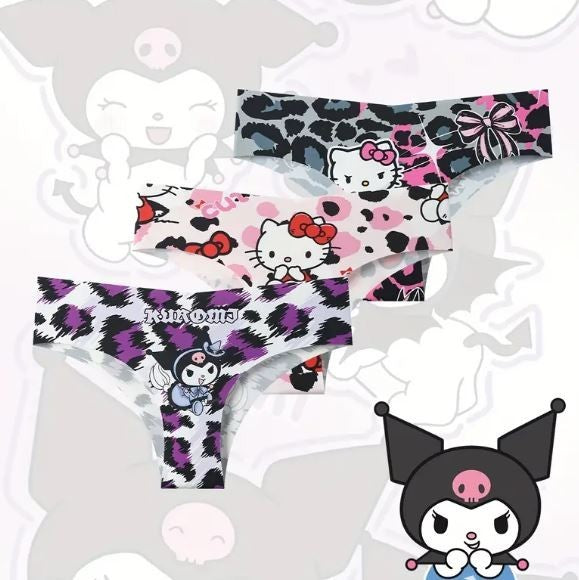 Womens ice silky feel satin plus panties seamless cartoon print size 2XL - UK 20