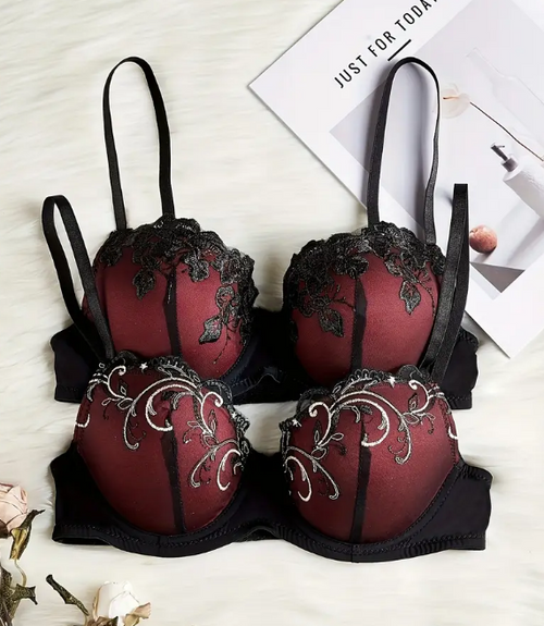 Luxurious Embroidered Bra With Moulded Cups Non-Padded Underwire Support