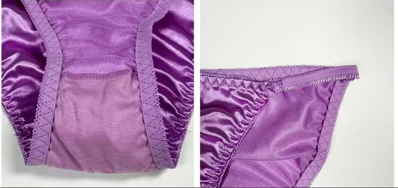 1x Womens purple soft silky feel satin tanga panties knickers  sissy size 8 (S)