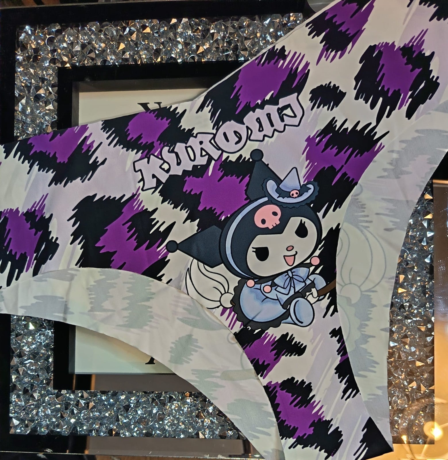 Womens ice silky feel satin plus panties seamless cartoon print size 2XL - UK 20