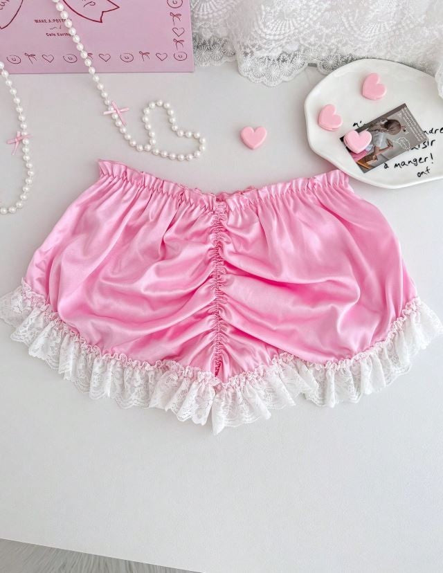 Women glossy silky feel satin knickers boyshort panties PJ shorts sissy  UK10  M