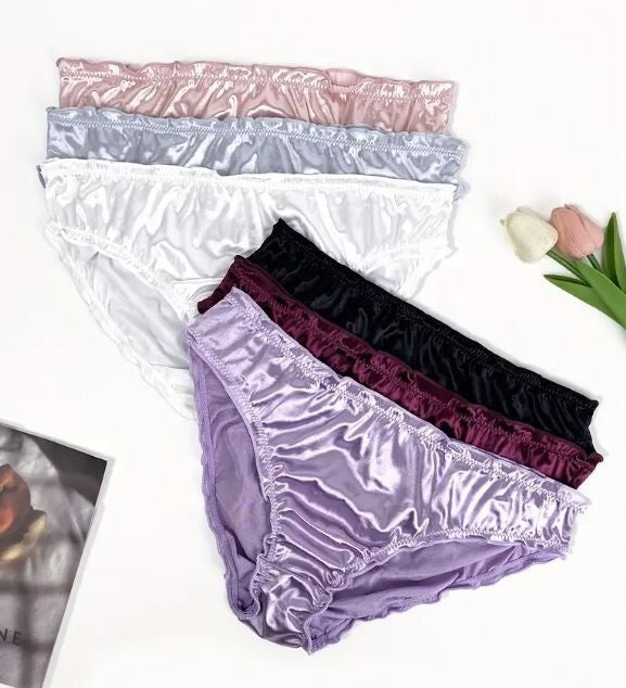 Women Sexy Soft silky knickers satin panties comfy sissy CD TV full bum coverage