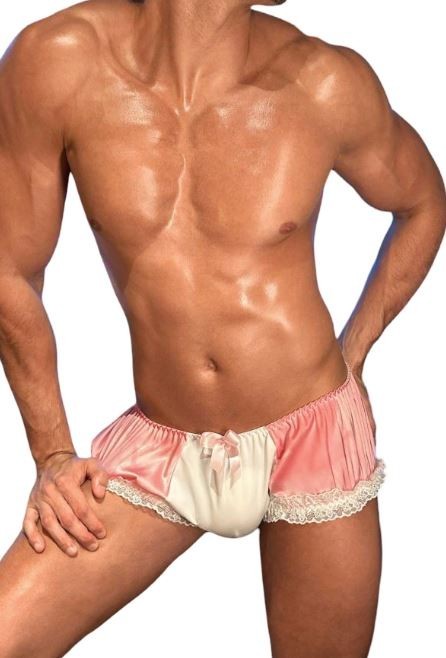 Men’s Satin knickers Lace Trim Briefs Soft Silky Feel Fashion size L 12-14