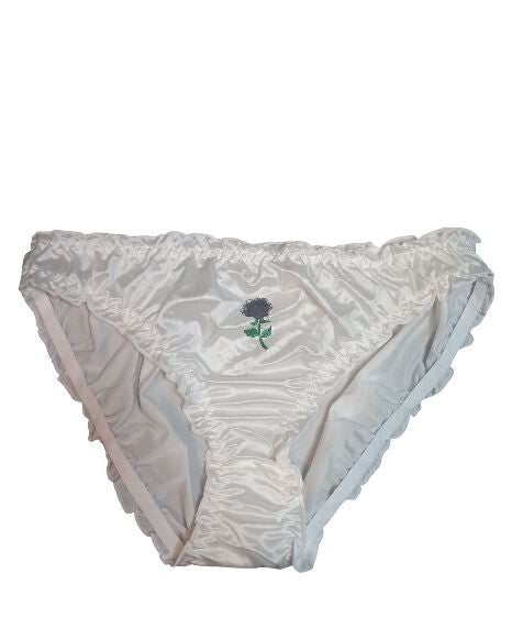 Women's Sexy soft silky feel knickers satin panties with rose design sissy TV CD