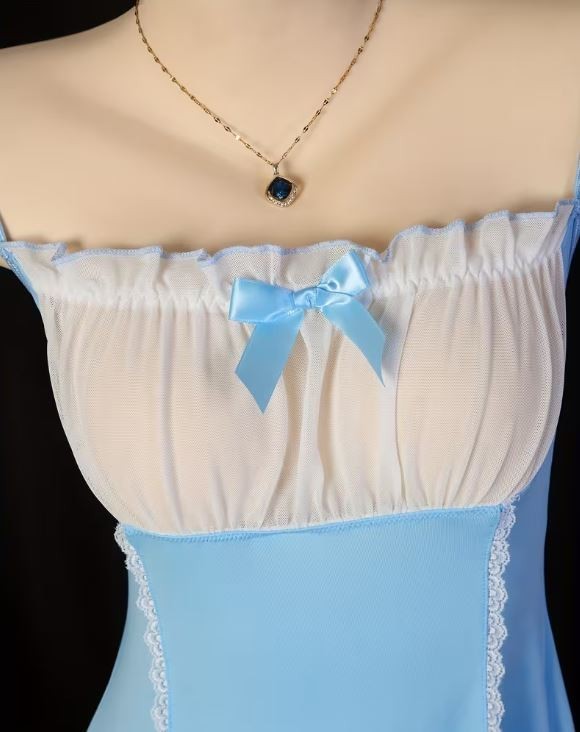 Plus Size 16-18 Sexy blue Maid Lingerie nightie Dress Lace Outfit XL cosplay