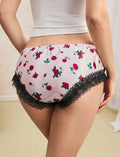 Women's floral lovely satin glossy knickers silky feel panties ruffle trim sissy