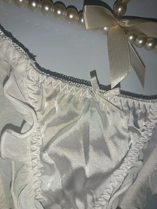 2 pack Sheer Mesh Ruffle Panties Satin Fairycore Coquette Lingerie size 8 S