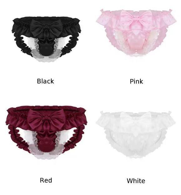 Stunning silky & lace sexy Sissy Panties for men cd tv drag maid shiny playful