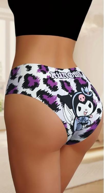 Womens ice silky feel satin plus panties seamless cartoon print size 2XL - UK 20