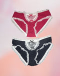 2 pack Women's elegant soft satin and lace trim knickers bow detail sissy CD TV