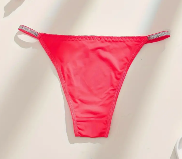 Soft silky feel panties Tanga with bow detail and chain design easy to open