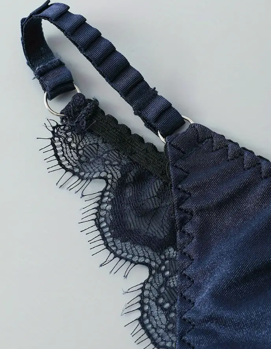 Seamless Floral Lace Trim Bow Decor Satin Thongs romantic panties sissy bridal