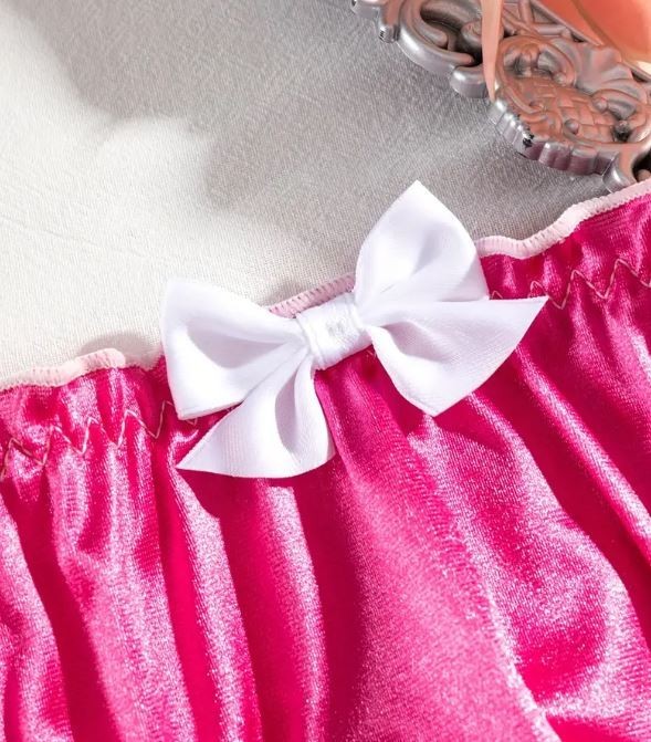 Womens silky feel pink satin panties white bow & trim sissy knickers size 10 (M)