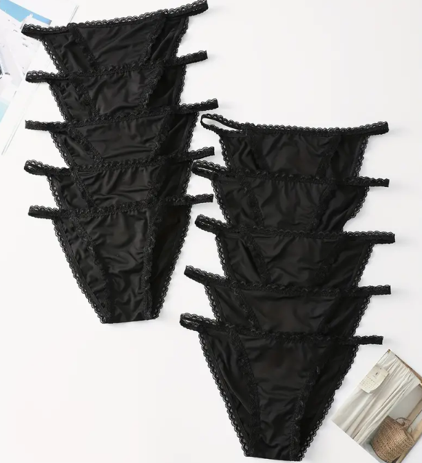 1x Beautiful knickers satin panties black  Sexy Silky feel soft tanga Knickers