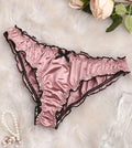 Ladies dusty pink Satin Frilly Knickers Shiny Silky Panties sissy size XL 16-18