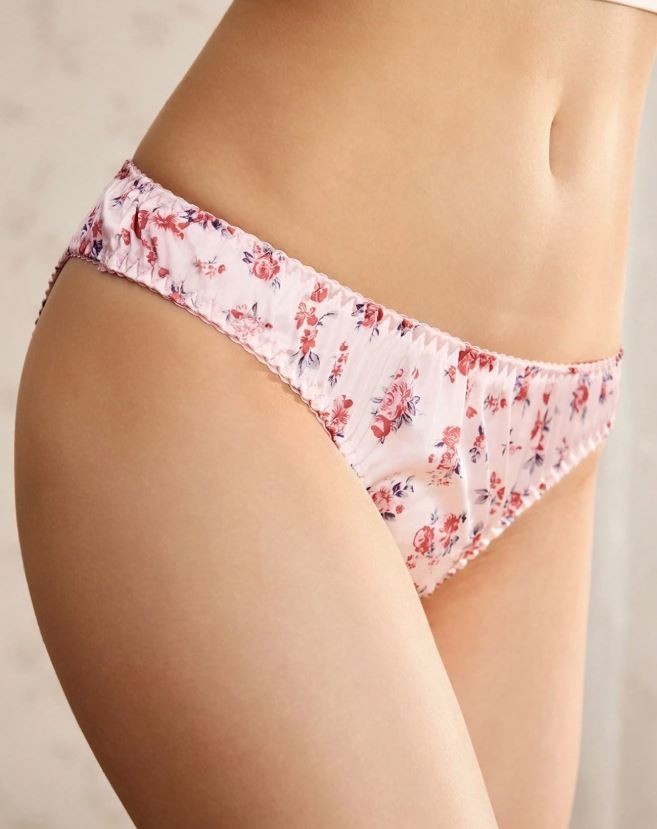 Women's floral pink silky feel knickers satin panties bow underwear sissy CD TV