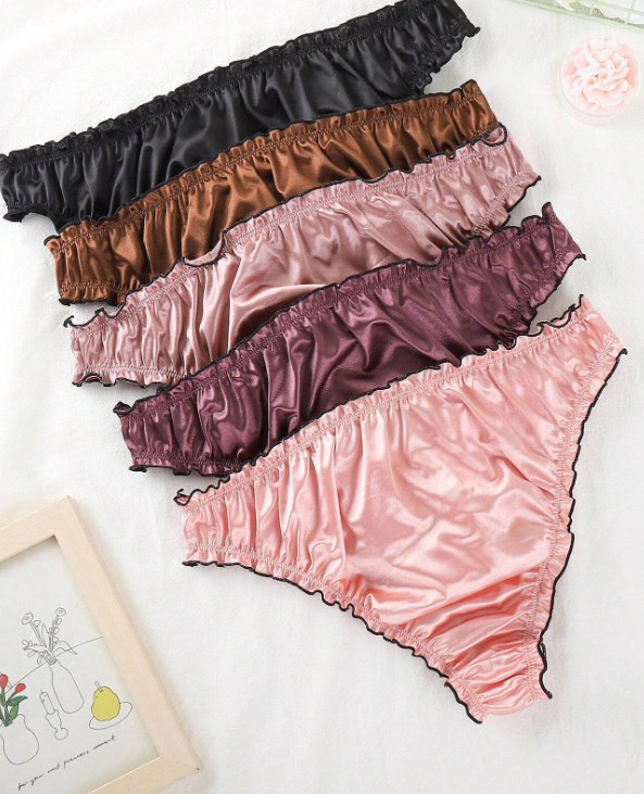 Luxurious ruffle edge satin / silk panties sissy CD soft knickers