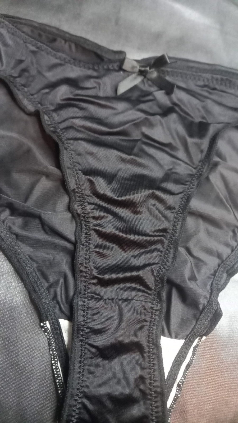 Women's elegant silky feel satin panties stretchy ruched sissy size 8 (S)