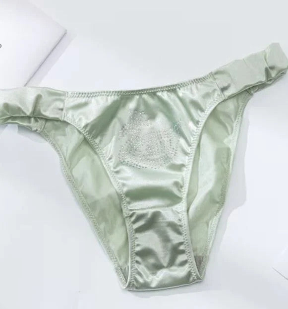Silky feel mint green satin panties tanga full bum coverage size UK 12-14 / (L)