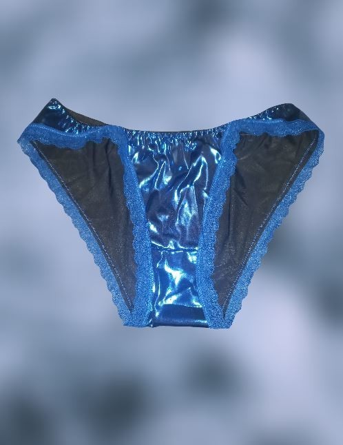 Women's plus size stunning glossy satin knickers silky feel panties lace trim