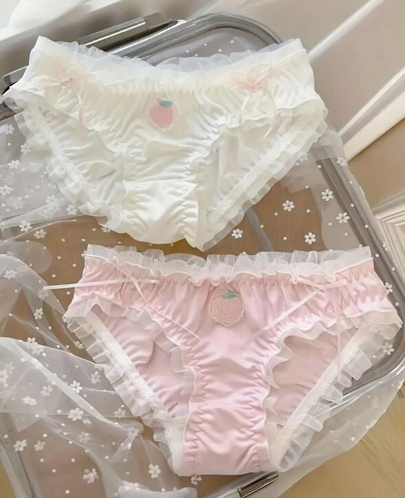 HOT! Japanese style soft silky feel satin lace trim panties embroidered #sissy