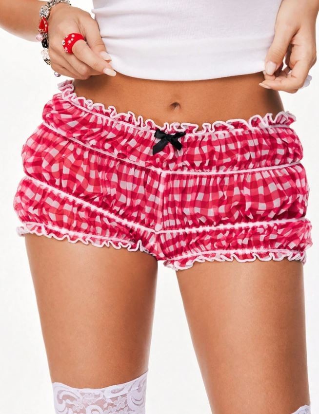 Women lush mesh sexy gingham pattern knickers ruched all around so comfy