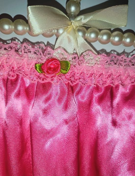 Deep Pink Satin Frilly Knickers Lace Trim Vintage Style panties size 2XL 20-22