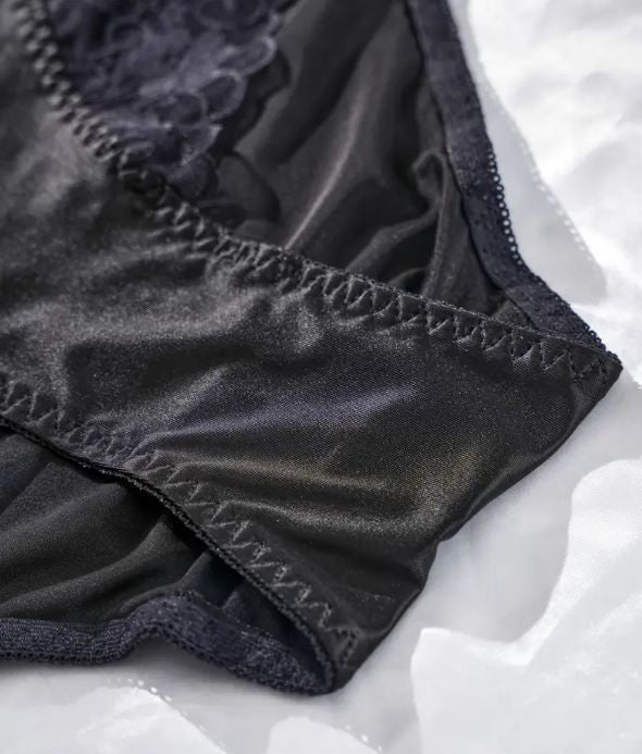 Choose Your Colour Satin panties floral lace detail knickers gently ruched bum