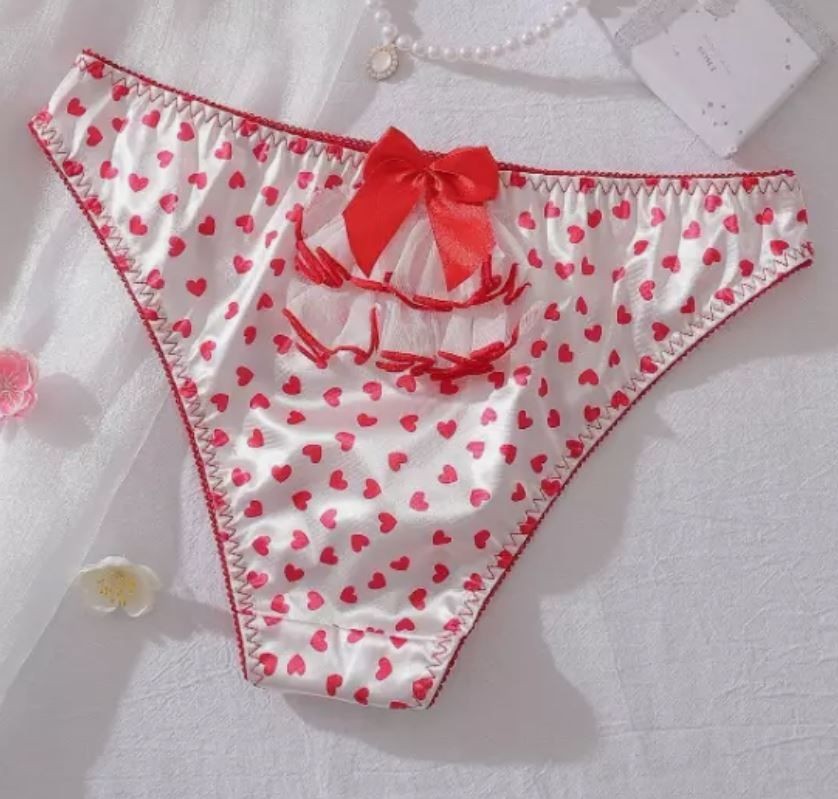 Valentine Day PetitDoll Heart print silky knickers satin panties size 16-18 (XL)