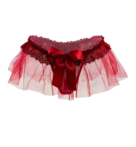Valentines romantic thongs silky bow decor lace detail soft feel size S M XL