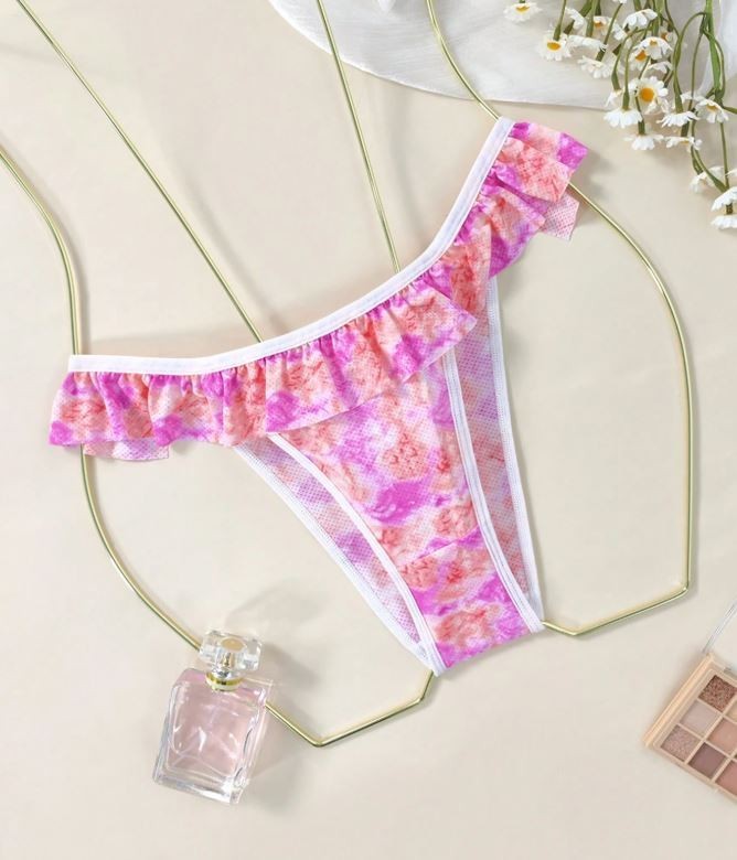 Stunning women floral bikini style knickers ruffle very soft stretchy material