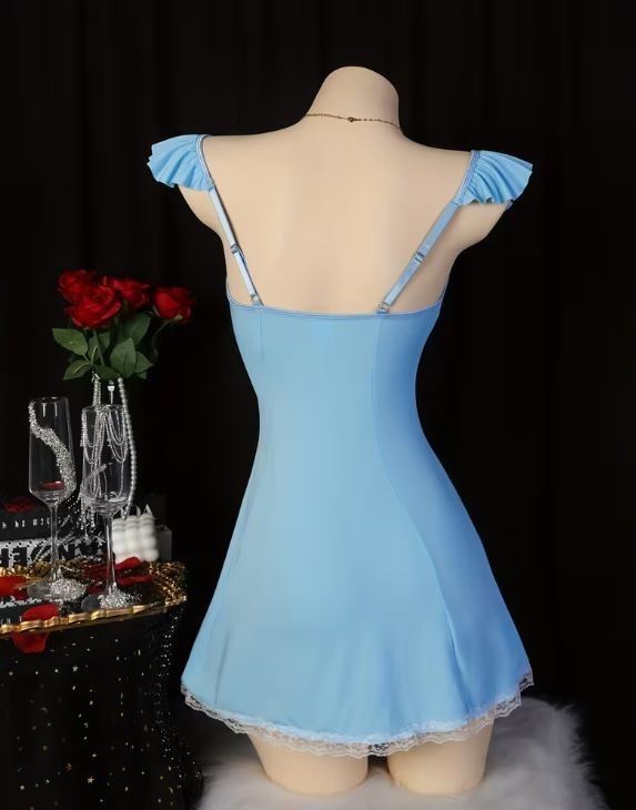 Plus Size 16-18 Sexy blue Maid Lingerie nightie Dress Lace Outfit XL cosplay