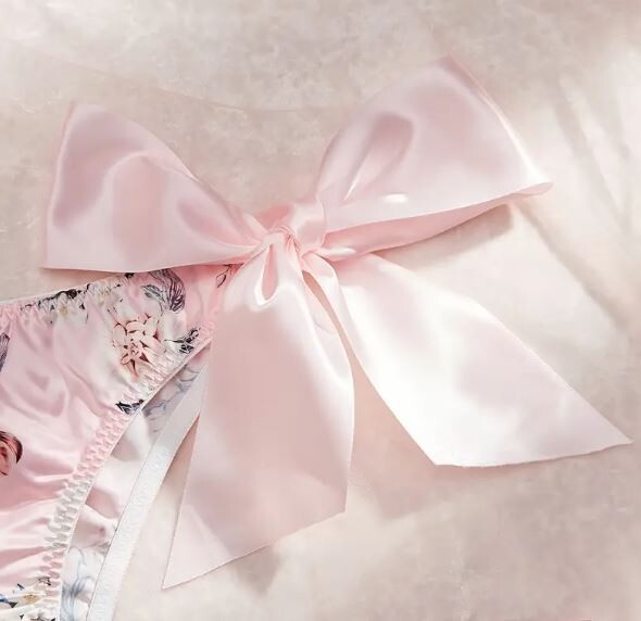 Women's sexy floral print silky feel satin side tie knickers sissy TV CD