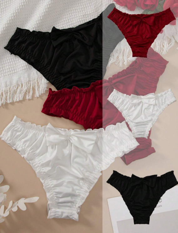 Women's plus size silky feel soft knickers stretchy with bow detail #sissy#tv#cd
