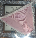 Womens pink soft silky feel satin tanga panties SHINE print sissy size 12/14 (L)