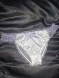 Women's French satin front knickers panties mesh back tanga sissy size 8/10 S/M