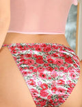 Silky feel floral satin panties tangas stretchy sides full bum size UK 10 / (M)