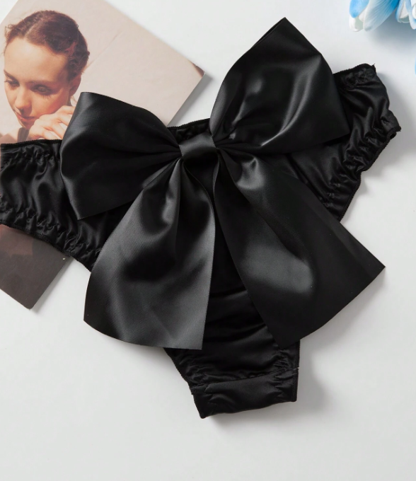 Beautiful silky Feel panties satin knickers with bow on back sissy bridal CD TV