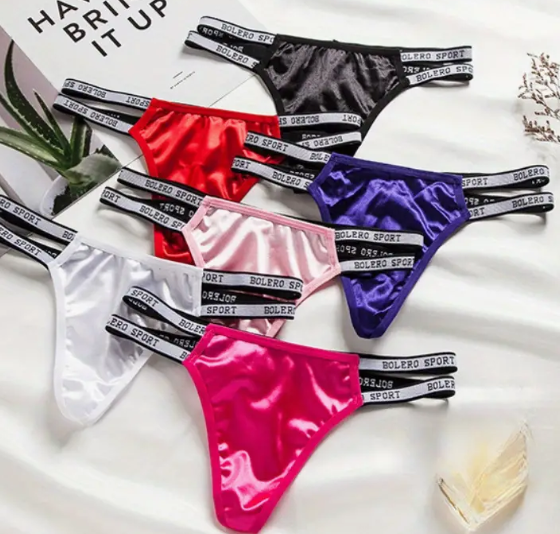 Beautiful silky thongs satin sporty T-back thongs satin sexy underwear