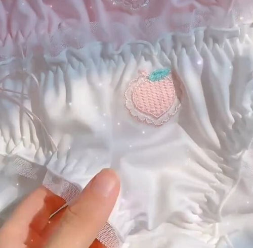 HOT! Japanese style soft silky feel satin lace trim panties embroidered #sissy
