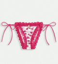 Women's strawberry soft silky feel satin knickers side ties for comfort sissy