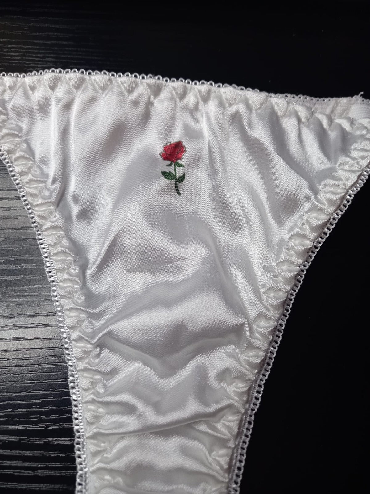 Romantic soft Silky feel Sexy Rose Print thongs tanga satin sissy CD TV thongs