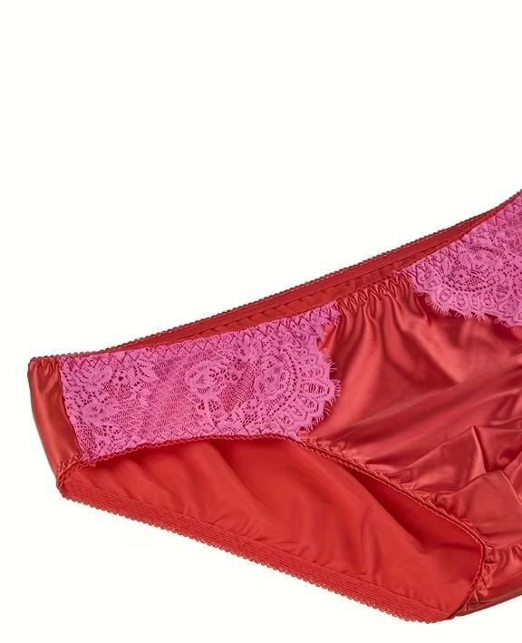 Stunning silky feel Men's luxury satin panties RED lace detail size XL/16-18