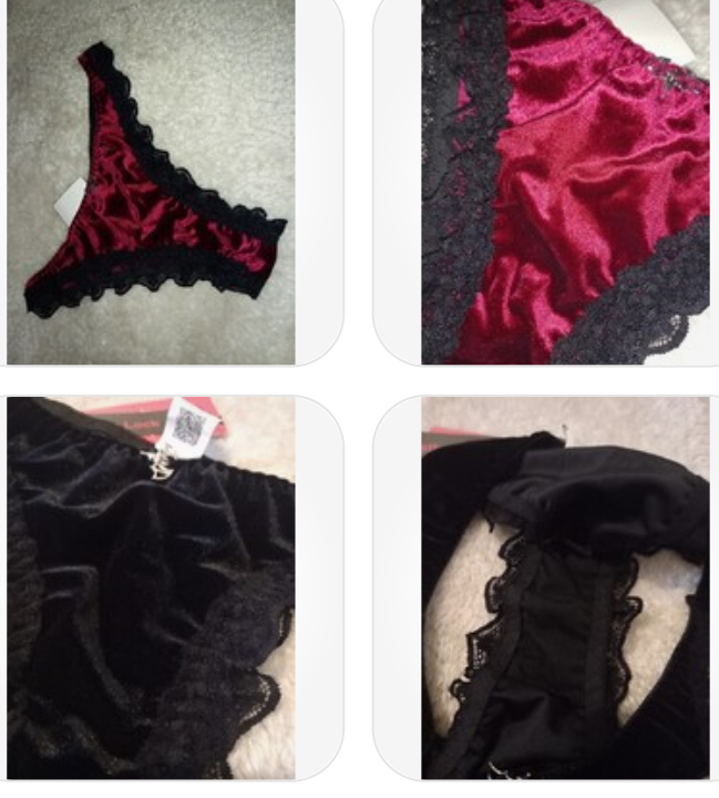 Soft Velvet & Lace with Batwing Pendant decor Triangle Panties sissy CD TV