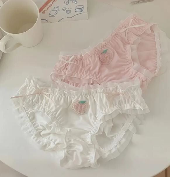 HOT! Japanese style soft silky feel satin lace trim panties embroidered #sissy