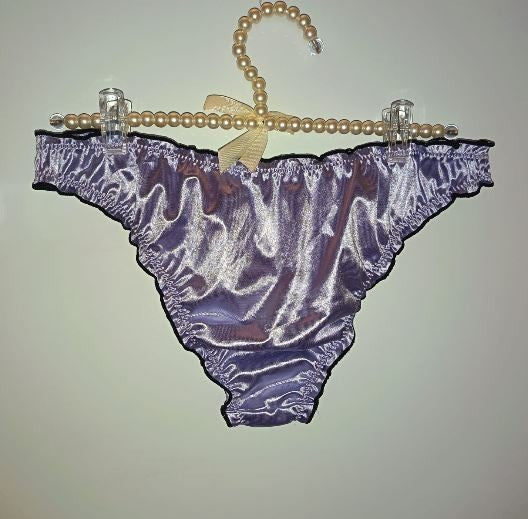 Ladies Lilac Satin Frilly Knickers Shiny Silky Panties sissy size XL 16-18