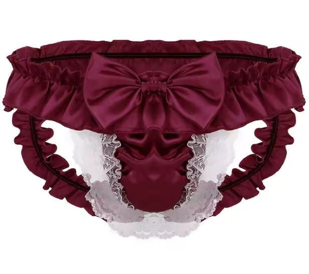 Stunning silky & lace sexy Sissy Panties for men cd tv drag maid shiny playful