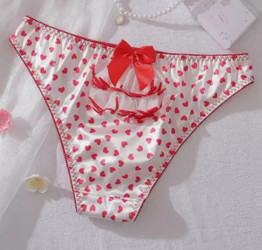 Valentine's Day PetitDoll Heart print silky knickers satin panties size 12-14(L)