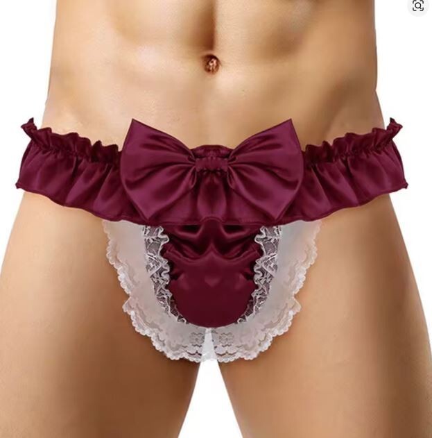 Stunning silky & lace sexy Sissy Panties for men cd tv drag maid shiny playful